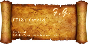 Fülöp Gerold névjegykártya